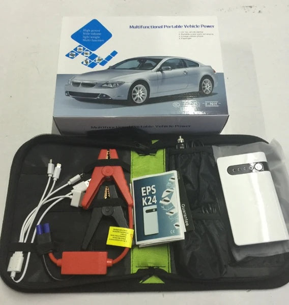 Portable car jump starter with smart battery clamps