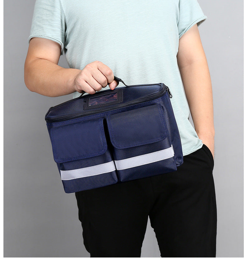Compact organizer bag for vehicle first aid supplies