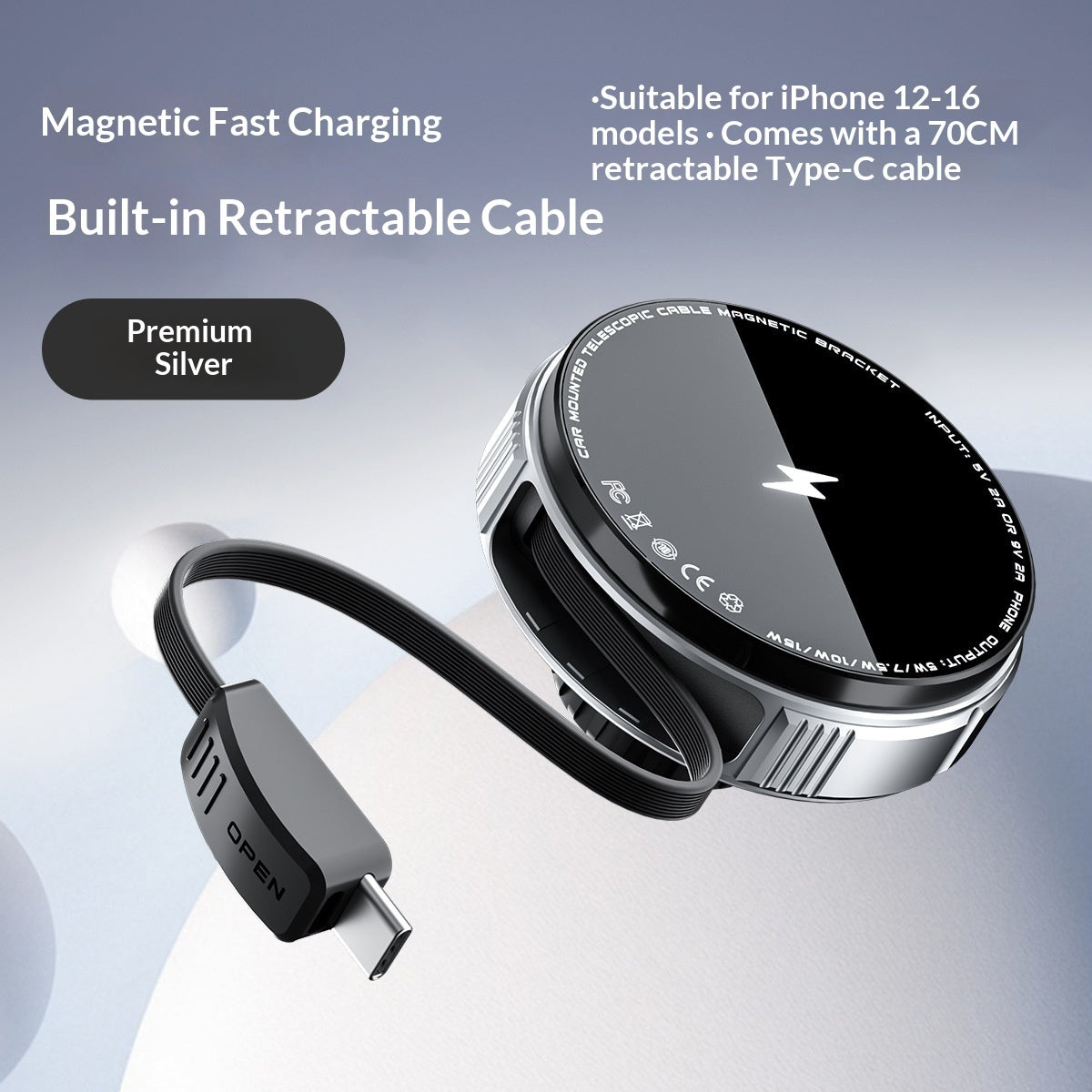 LifePilot 15W car phone mount detail view