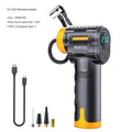 Portable tire pump with hose and charging features