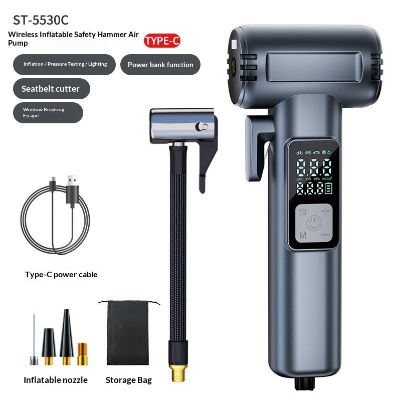 Emergency tire inflator with warning light
