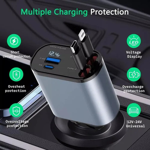 120W retractable car charger product view