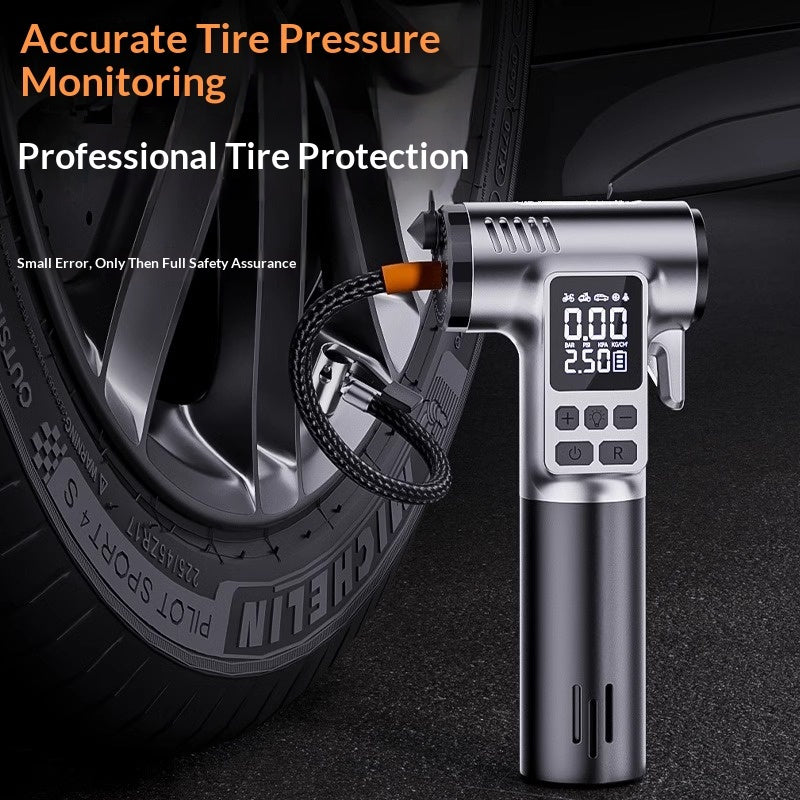 Portable 12V tire inflator with digital pressure display